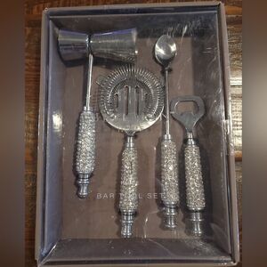 B/H Beekman Home 4 Piece Rhinestone Bar Tool Set Bling NWT